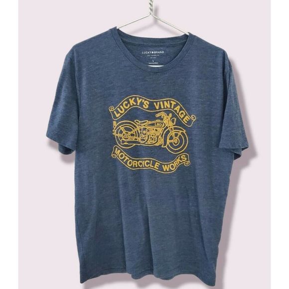 Lucky Brand Other - Lucky Brand Mens Large Navy Blue Wash Vintage Motorcycle Tee Shirt | EUC